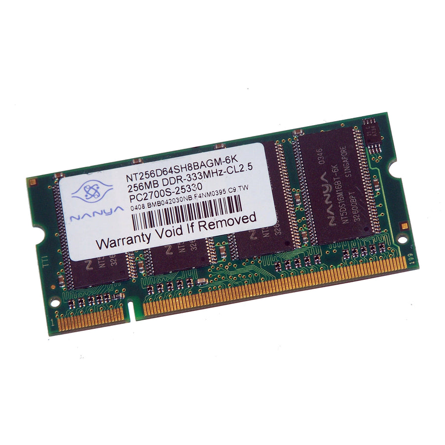 Nanya 256MB DDR-333MHz PC2700 non-ECC Unbuffered CL2.5 200-Pin SoDimm Memory Module ( NT256D64SH8BAGM-6K ) REF