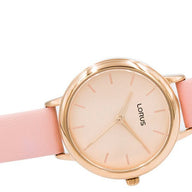 Lorus Womens Rose Gold Plated Pink Leather Strap Wristwatch RG240NX9