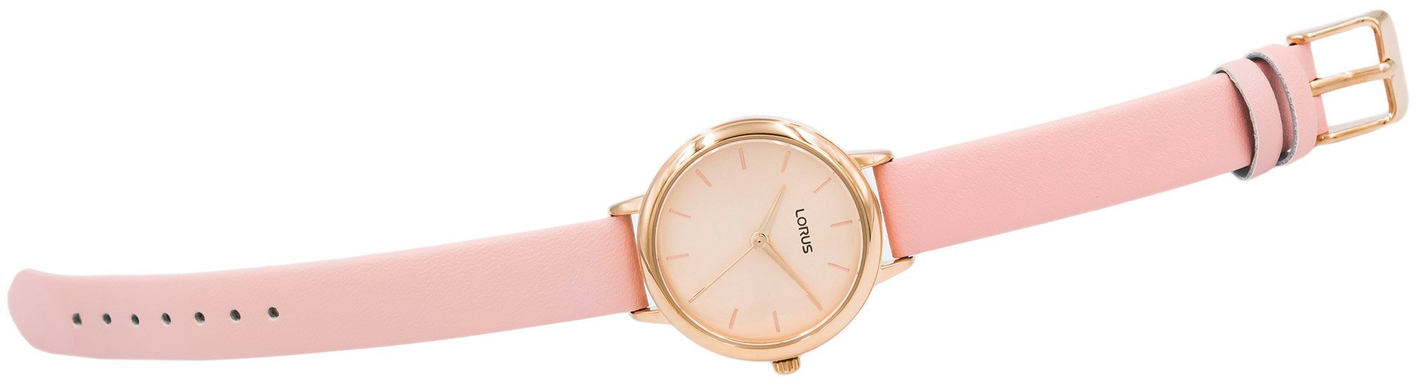 Lorus Womens Rose Gold Plated Pink Leather Strap Wristwatch RG240NX9