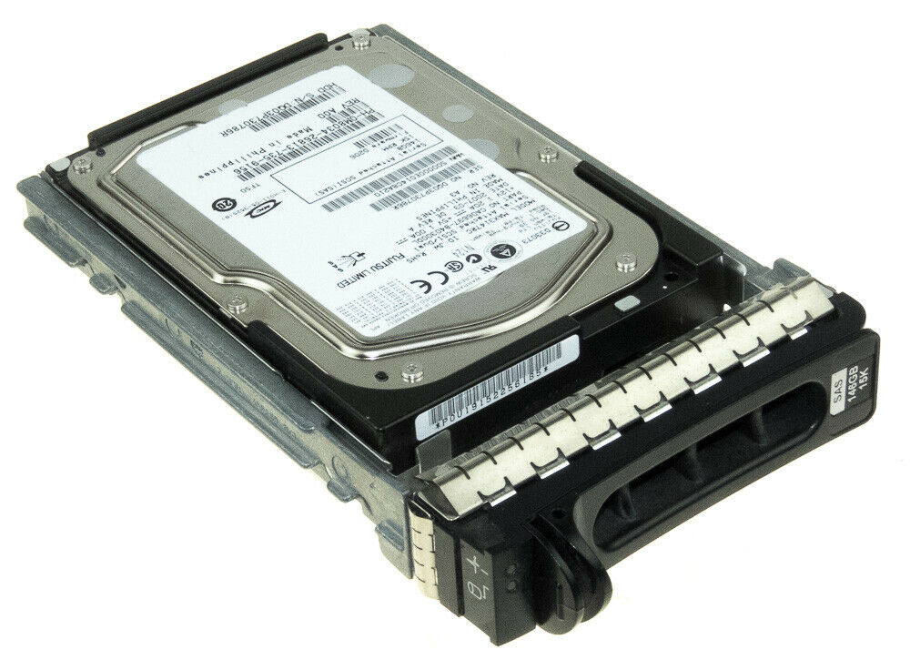 Fujitsu Dell 146Gb SAS 15Krpm 3.5in HDD in Caddy ( CA06697-B40300DL MAX3147RC 0M8034 0F9541 ) USED