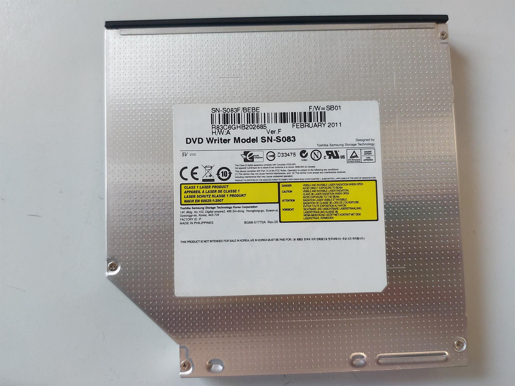 Samsung Internal Slimline 8x DVD-RW SATA Drive (SN-S083F/BEBE)