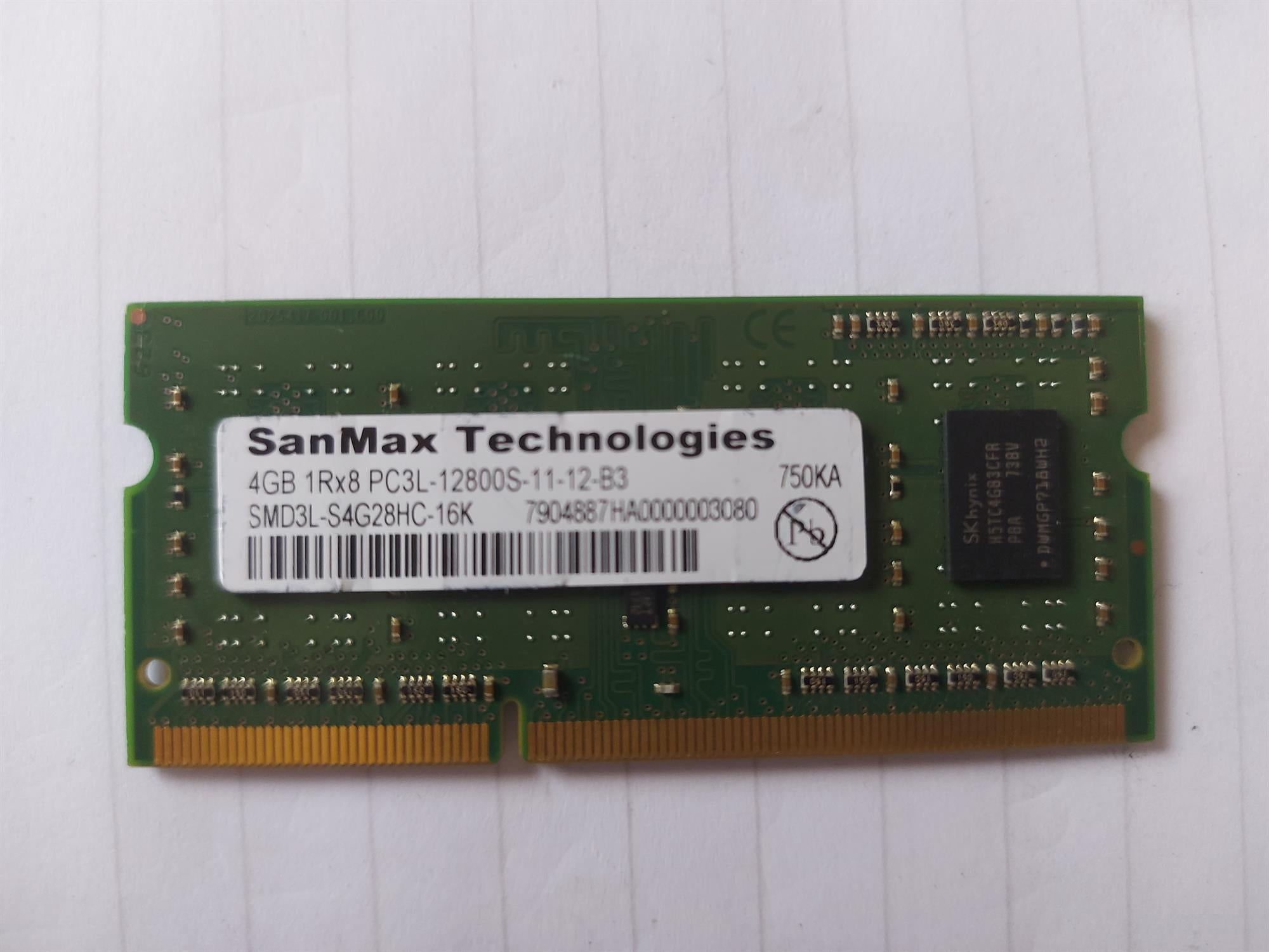 SanMax Tech 4GB 1Rx8 PC3L-12800S 240Pin 1600MHz CL11 DDR3 SDRAM SODIMM Memory Module (SMD3L-S4G28HC-16K)