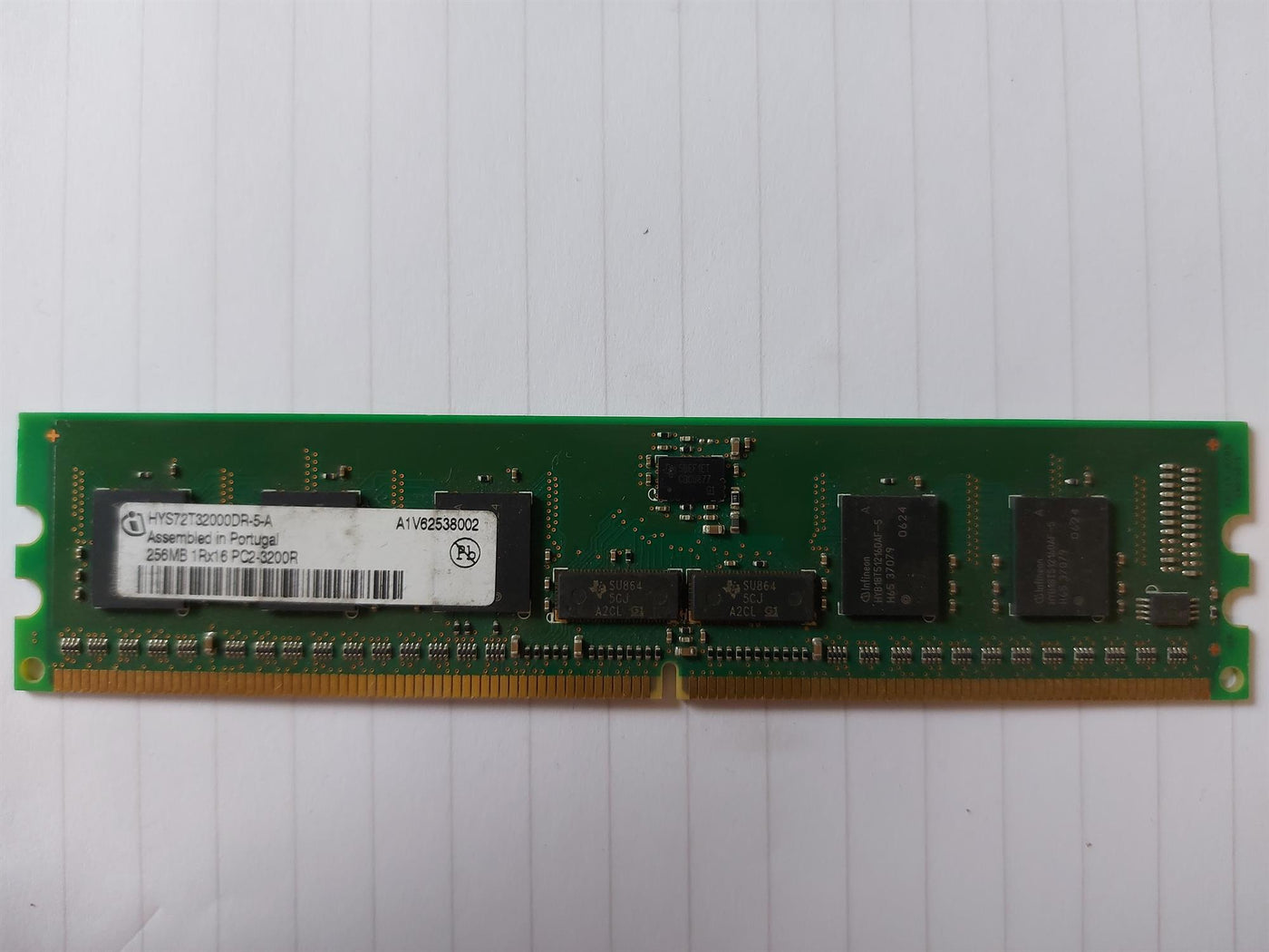 Qimonda 256MB PC2-3200 DDR2-400MHz ECC Registered CL3 240-Pin DIMM Single Rank Memory Module HYS72T32000DR-5-A