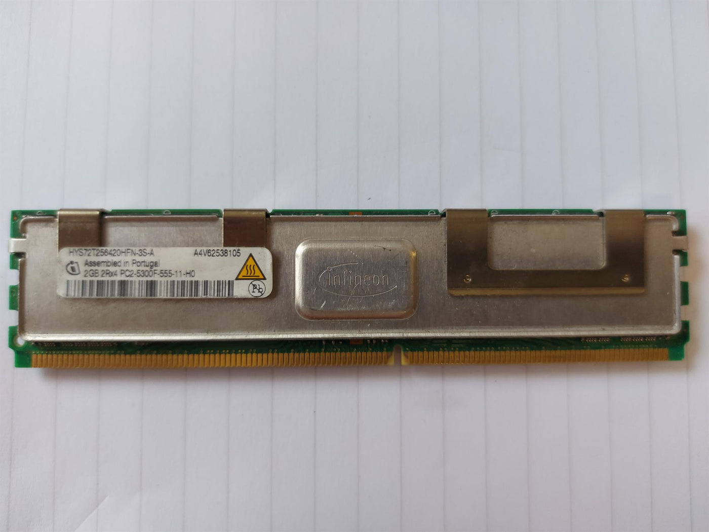 Infineon 2GB DDR2-667MHz PC2-5300 ECC Fully Buffered CL5 240-Pin DIMM Dual Rank Memory Module HYS72T256420HFN-3S-A