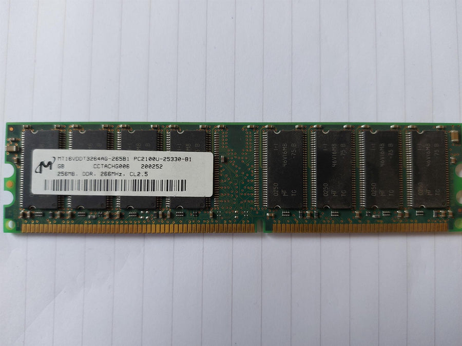 Micron 256MB PC2100 DDR-266MHz non-ECC Unbuffered CL2.5 184-Pin DIMM Dual Rank Memory Module (MT16VDDT3264AG-265B1)