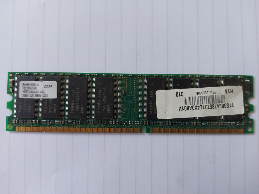 Hynix/IBM 256MB PC2700 333MHz 184pin CL2.5 NonECC Unbuffered DDR SDRAM DIMM Memory Module (HYMD232646A8J-J 33L3305)