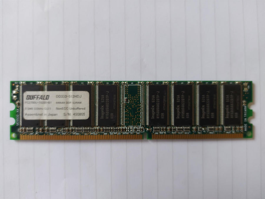 Buffalo 512MB PC2700 333MHz CL2.5 NonECC Unbuffered DDR SDRAM DIMM Memory Module (DD333-512HDJ)