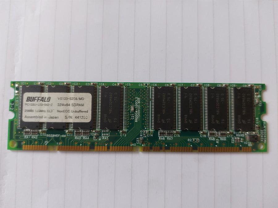 Buffalo 256MB PC133 133MHz CL3 NonECC Unbuffered DDR SDRAM DIMM Memory Module (VS133-S256/MD)