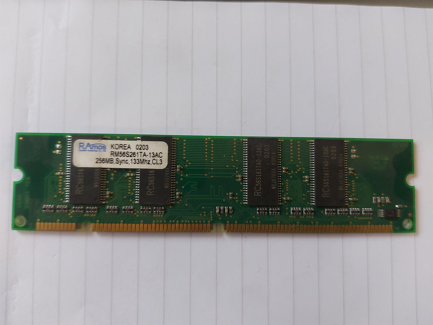 RAmos 256MB PC133 133MHz CL3 168Pin DDR SDRAM DIMM Memory Module (RM56S261TA-13AC)