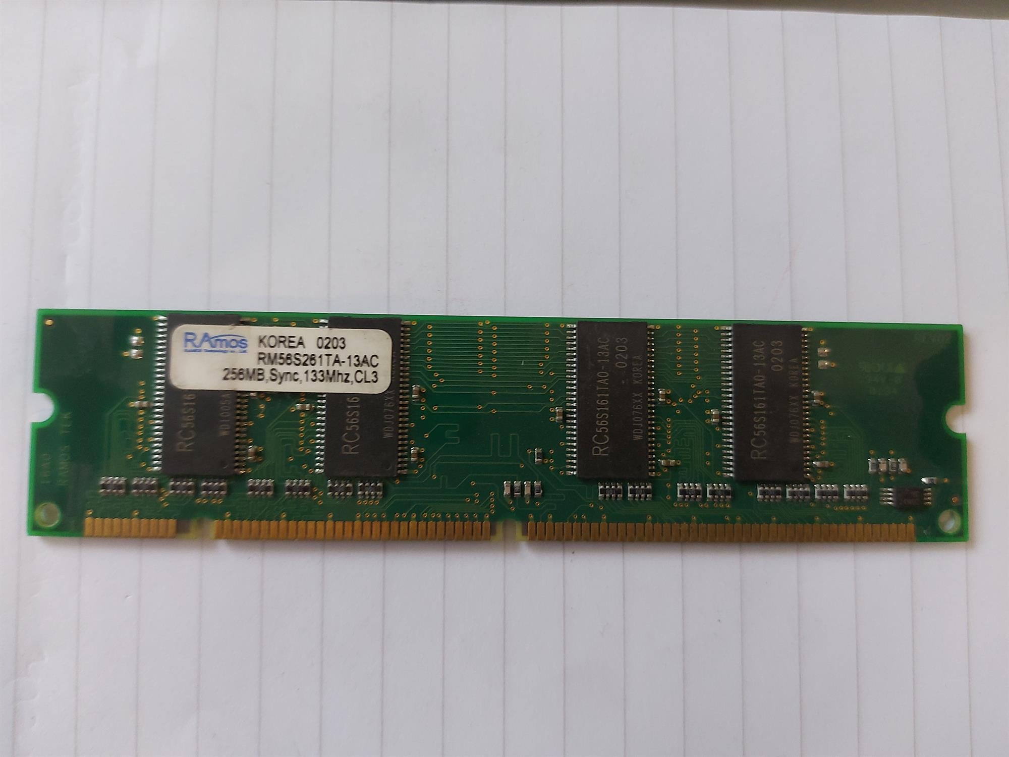 RAmos 256MB PC133 133MHz CL3 168Pin DDR SDRAM DIMM Memory Module (RM56S261TA-13AC)