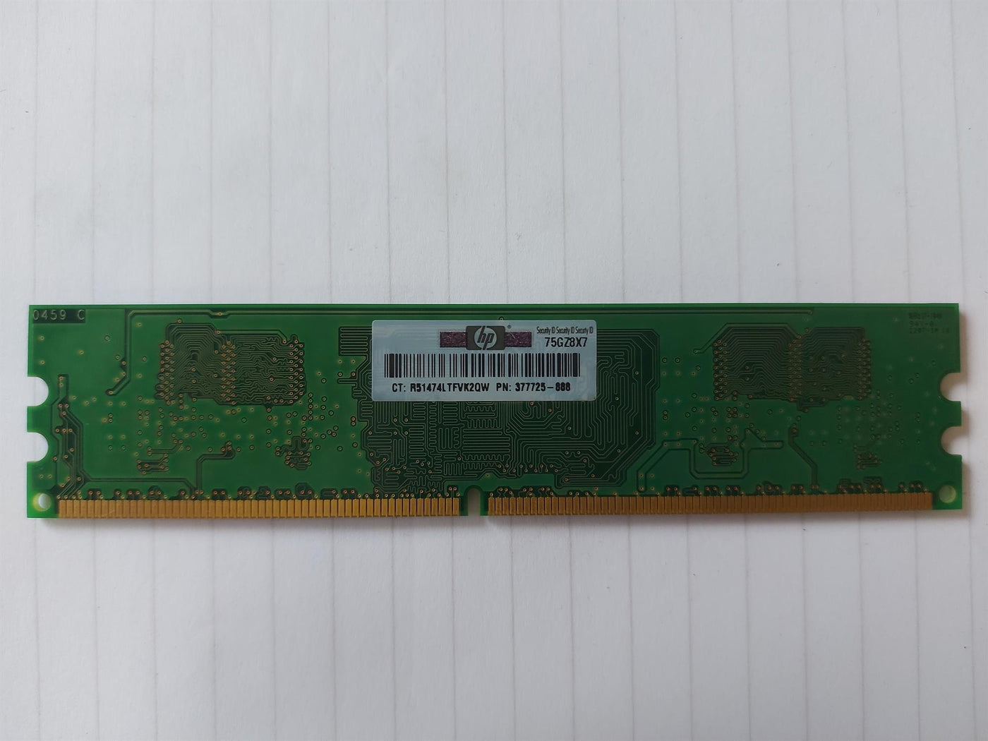 Micron / HP - 512MB PC2-5300 DDR2-667MHz non-ECC Unbuffered CL5 240-Pin DIMM Single Rank Memory Module - MT4HTF6464AY-667E1 / 377725-888