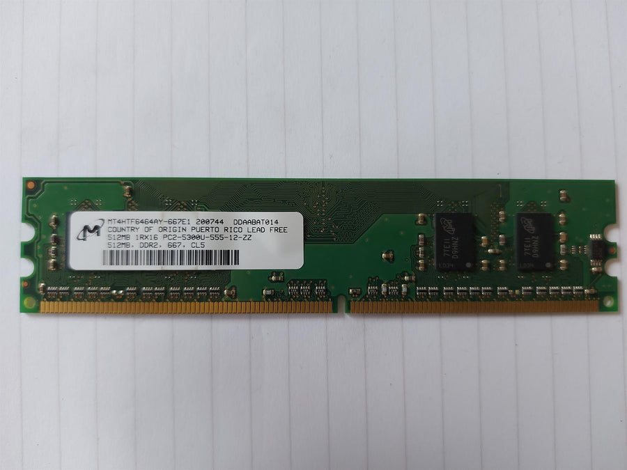 Micron / HP - 512MB PC2-5300 DDR2-667MHz non-ECC Unbuffered CL5 240-Pin DIMM Single Rank Memory Module - MT4HTF6464AY-667E1 / 377725-888