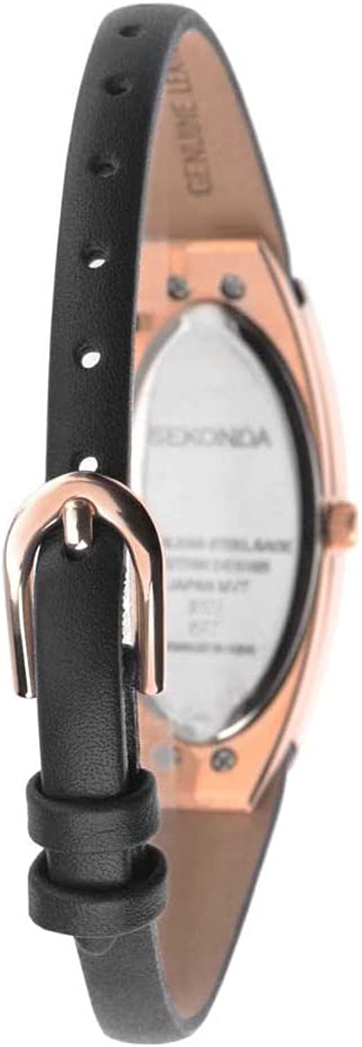 SEKSY by Sekonda Women's Fashion Design Diamond Case Black Leather Strap Watch 2571