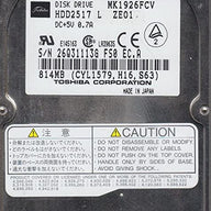 Toshiba 814MB IDE 4200rpm 2.5in HDD ( HDD2517 MK1926FCV ) ASIS