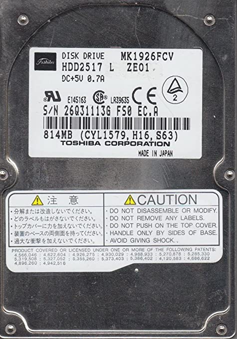 Toshiba 814MB IDE 4200rpm 2.5in HDD ( HDD2517 MK1926FCV ) ASIS