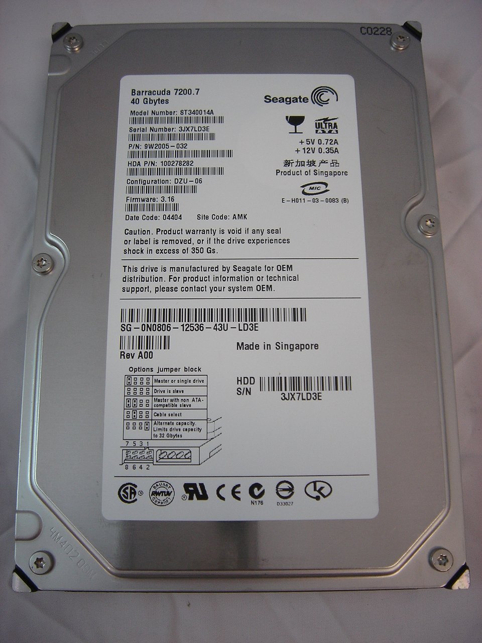 9W2005-032 - Seagate Dell 40GB IDE 7200rpm 3.5in HDD - USED