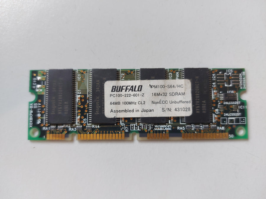 Buffalo 64MB 100MHz CL2 NonECC Unbuffered SDRAM DIMM Module ( PM100-S64/HC ) REF