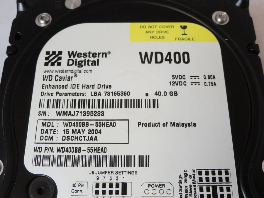 Western Digital 40GB IDE 7200rpm 3.5in HDD ( WD400 WD400BB-55HEA0 ) ASIS