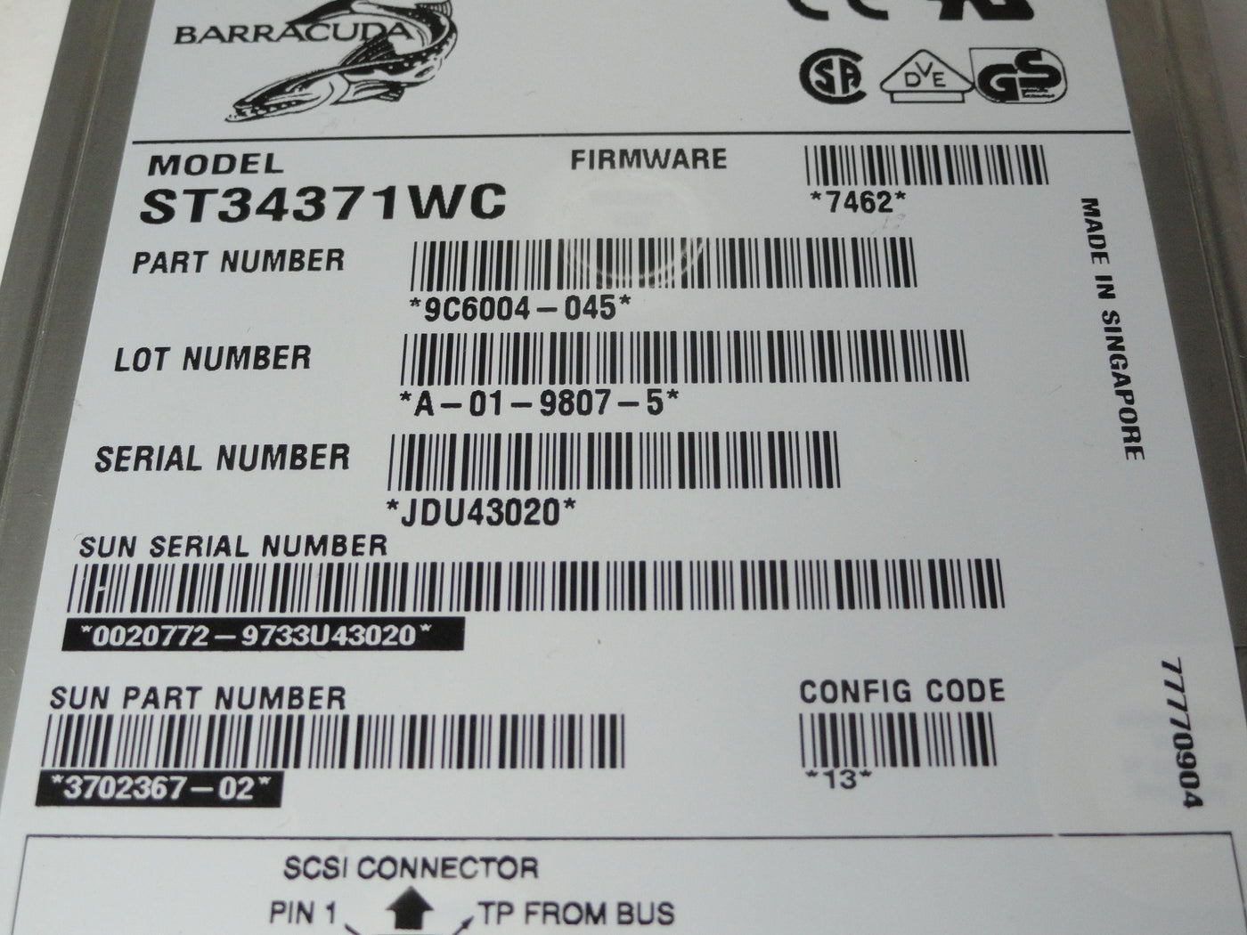 PR20935_9C6004-045_Seagate Sun 4.3GB SCSI 80 Pin 7200rpm 3.5in HDD - Image3