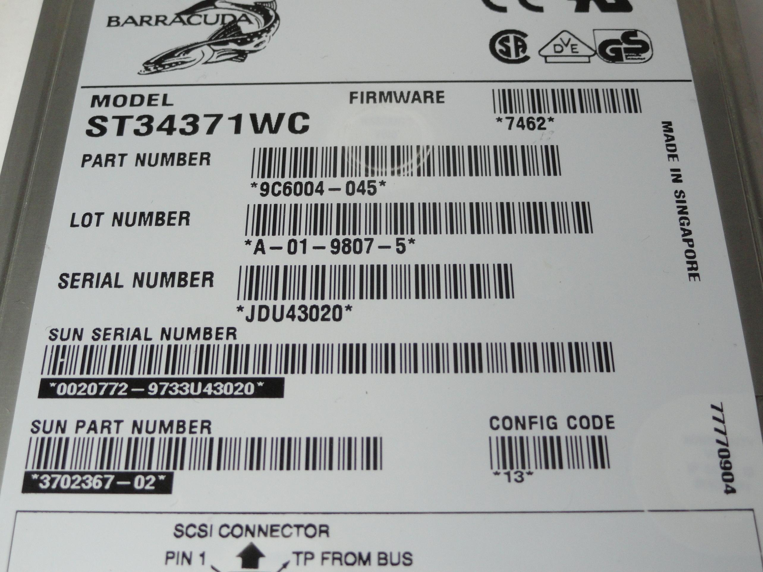 PR20935_9C6004-045_Seagate Sun 4.3GB SCSI 80 Pin 7200rpm 3.5in HDD - Image3