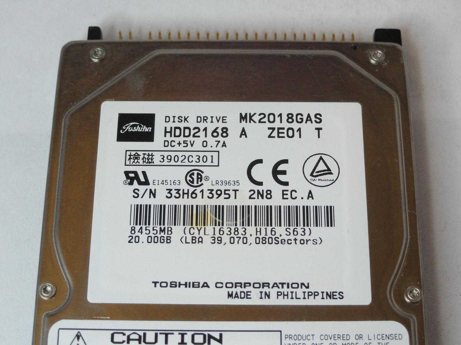 MC4316_HDD2168_Toshiba 20GB IDE 4200rpm 2.5in Laptop HDD - Image3
