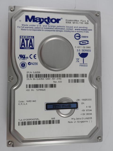 6Y080M0 - Dell Maxtor 80Gb SATA 7200rpm 3.5in HDD - Refurbished