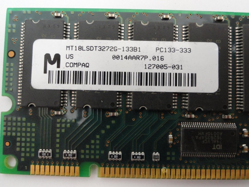 PC133-333 - Micron Compaq 256Mb 133MHz CL3 ECC 168 Pin SDRAM RAM - Refurbished