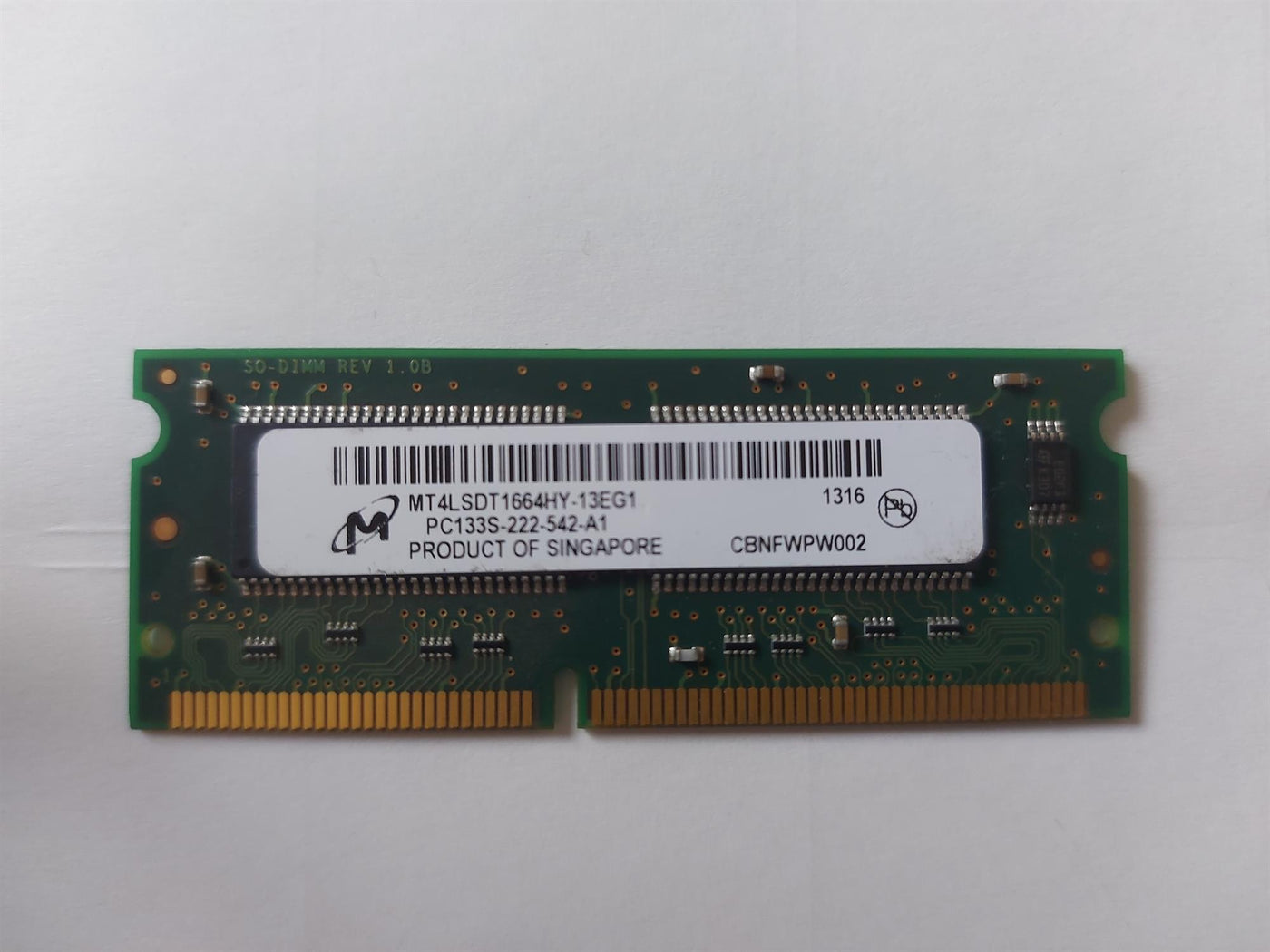 Micron 128MB 133Mhz 144pin DDR SDRAM SODIMM (MT4LSDT1664HY-13EG1)