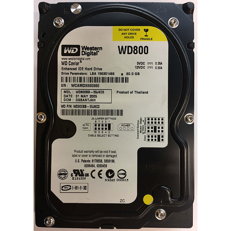 Western Digital 80Gb IDE 3.5" 7200Rpm HDD ( WD800BB-55JKC0 ) REF