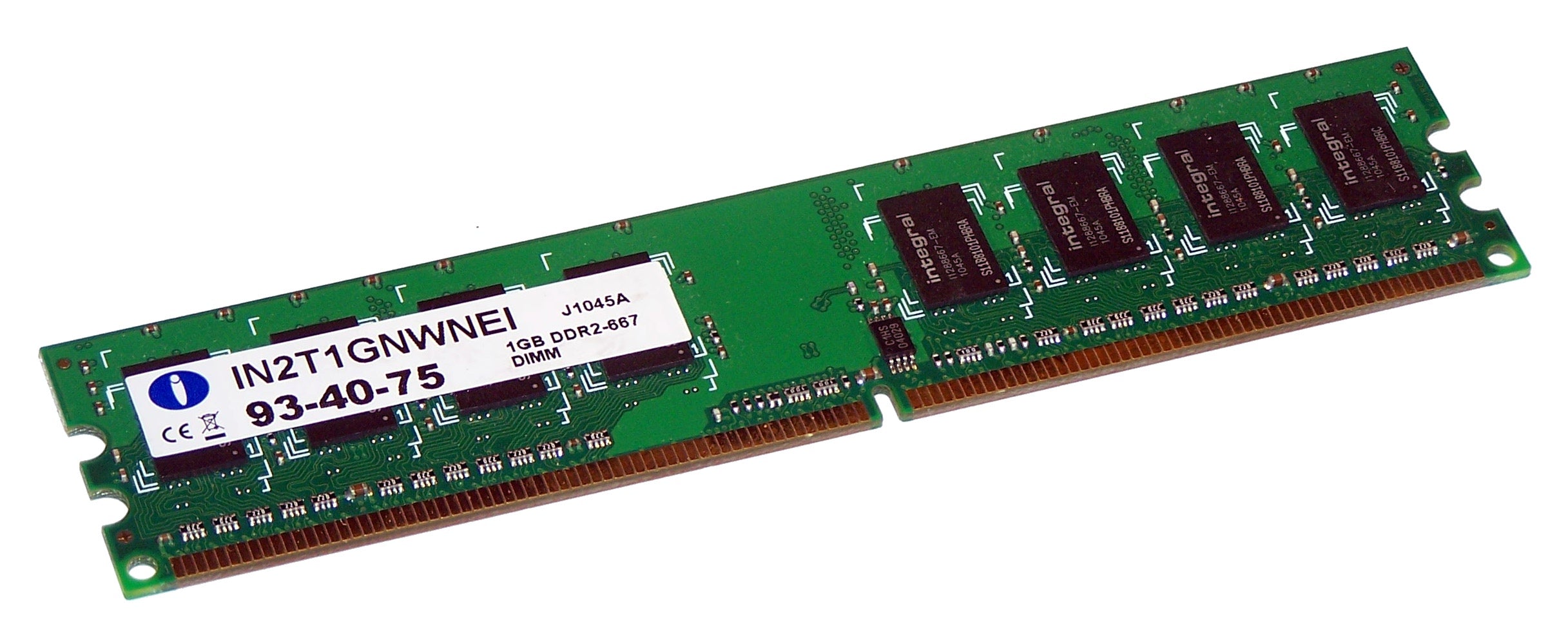 Integral 1GB PC2-5300 DDR2-667MHz non-ECC Unbuffered CL5 240-Pin DIMM Module ( IN2T1GNWNEI ) REF