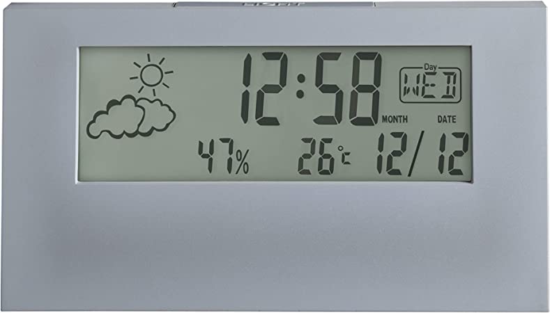 Acctim Vertex grey alarm clock with indoor temperature 15847