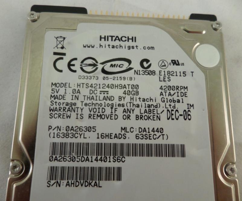 PR06188_0A26305_Hitachi 40GB IDE 4200rpm 2.5in HDD - Image2