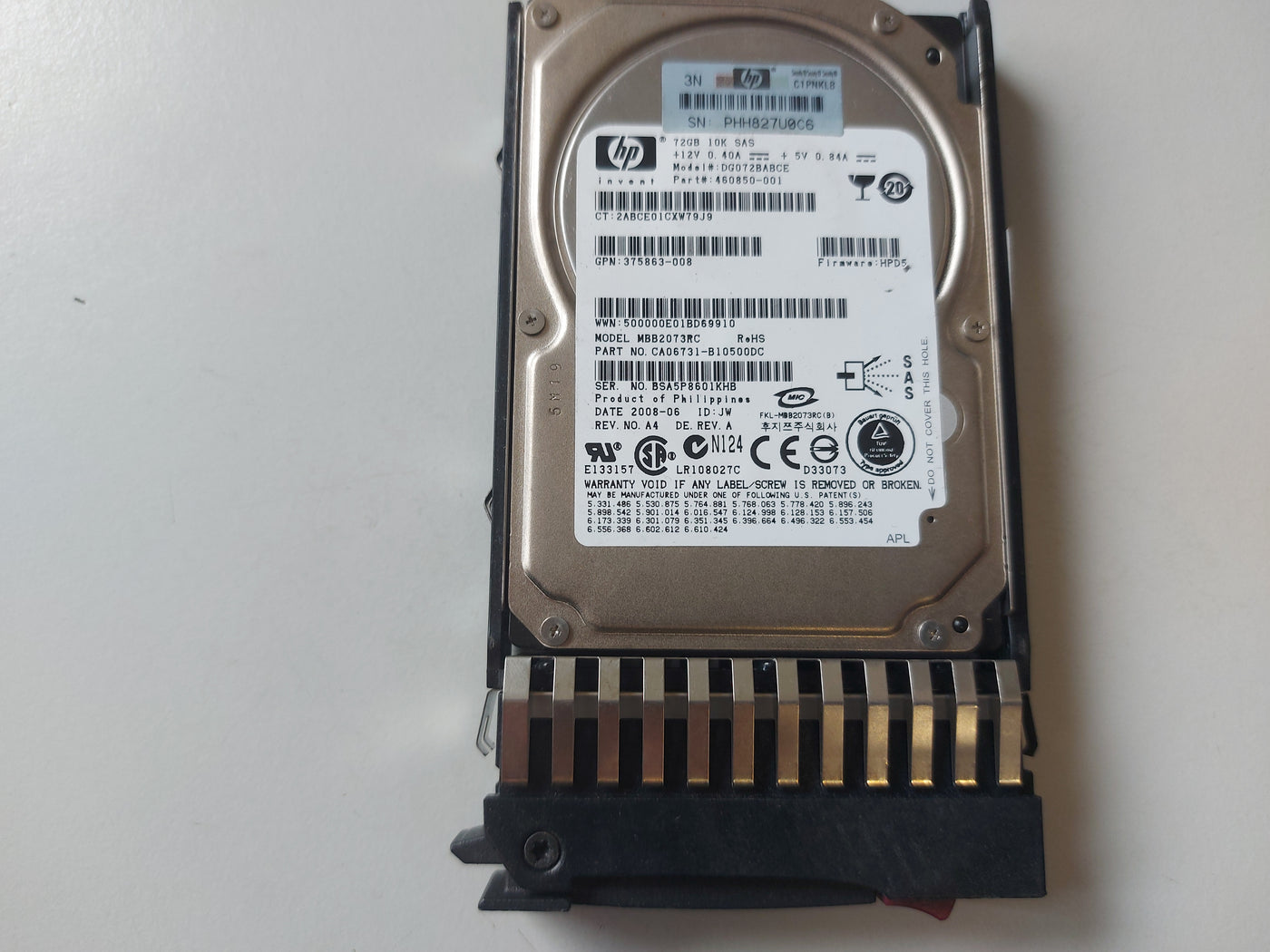 Fujitsu HP 72Gb SAS 10Krpm 2.5in HDD in Caddy ( CA06731-B10500DC MBB2073RC 375863-008 460850-001 434916-001 ) REF