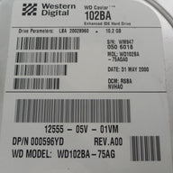 WD102BA-75AG - Western Digital Dell 10Gb IDE 7200rpm 3.5in HDD - Refurbished