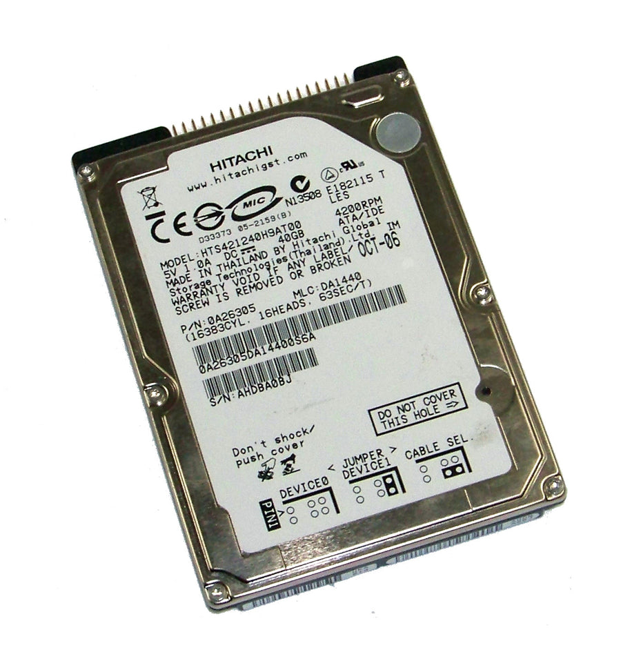 Hitachi 40GB 4200RPM ATA/IDE 2.5" Internal Hard Drive ( 0A26305 HTS421240H9AT00 ) ASIS