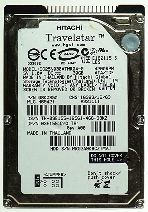 Hitachi Dell 30Gb IDE 4200rpm 2.5in Laptop HDD ( 08K0850 IC25N030ATMR04-0 03E155 ) ASIS