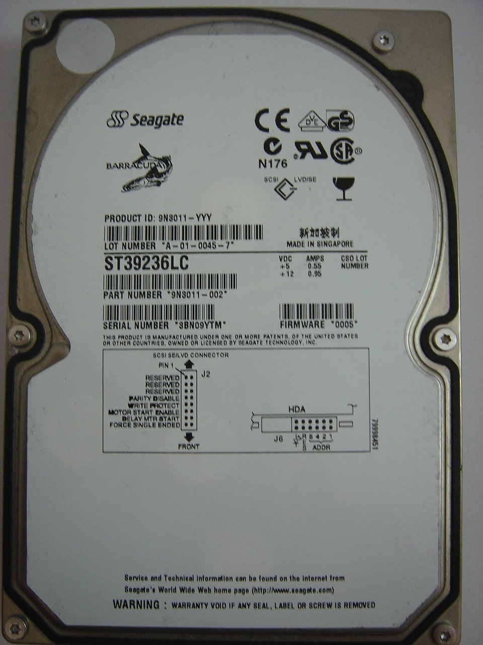 MC5634_9N3011-002_Seagate 9.1GB SCSI 80 Pin 7200rpm 3.5in HDD - Image2