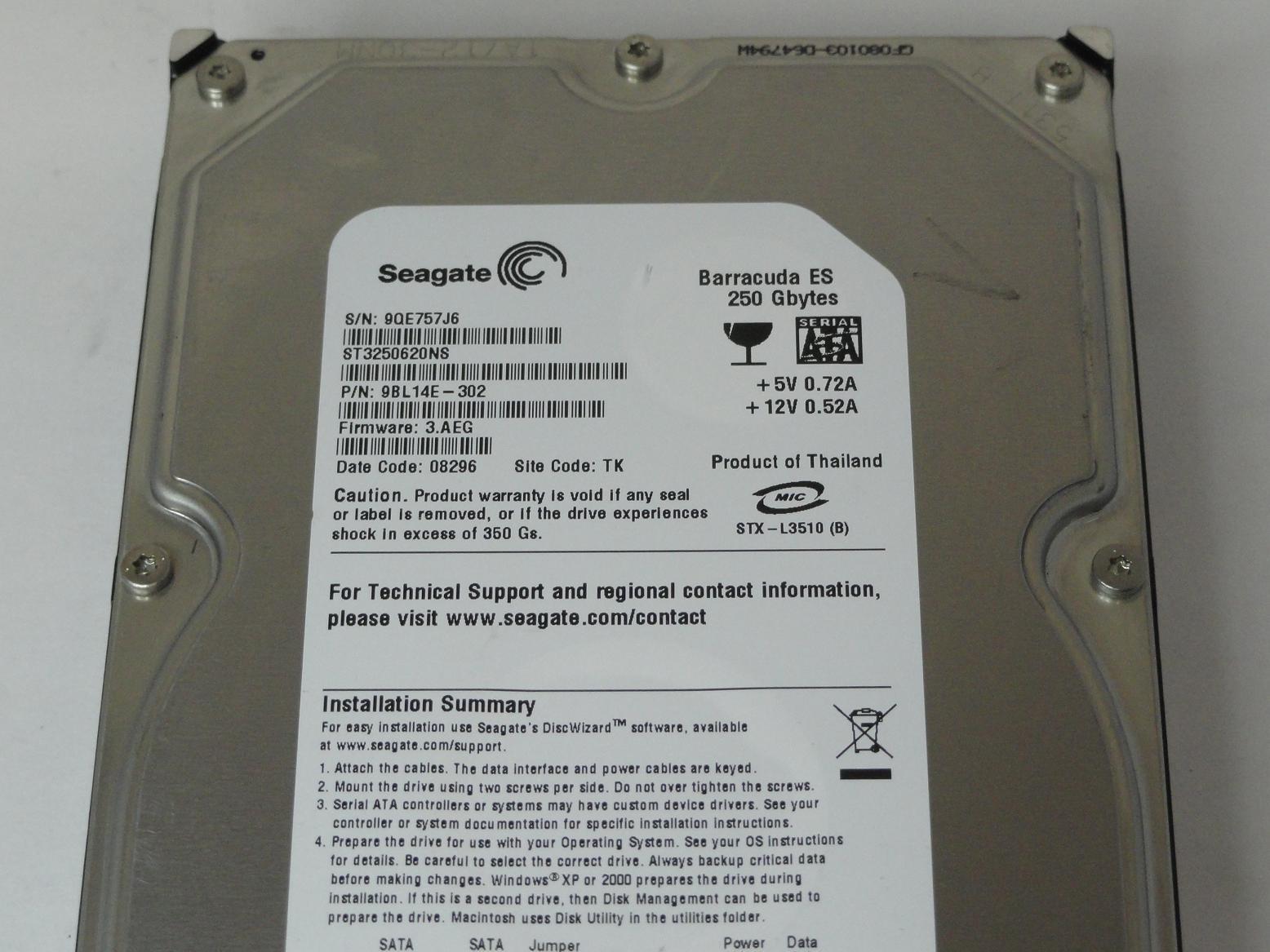 PR11767_9BL14E-302_Seagate 250GB SATA 7200rpm 3.5in HDD - Image3