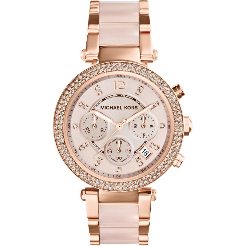 Ladies Michael Kors Parker Chronograph Watch Rose Gold ( MK5896 )
