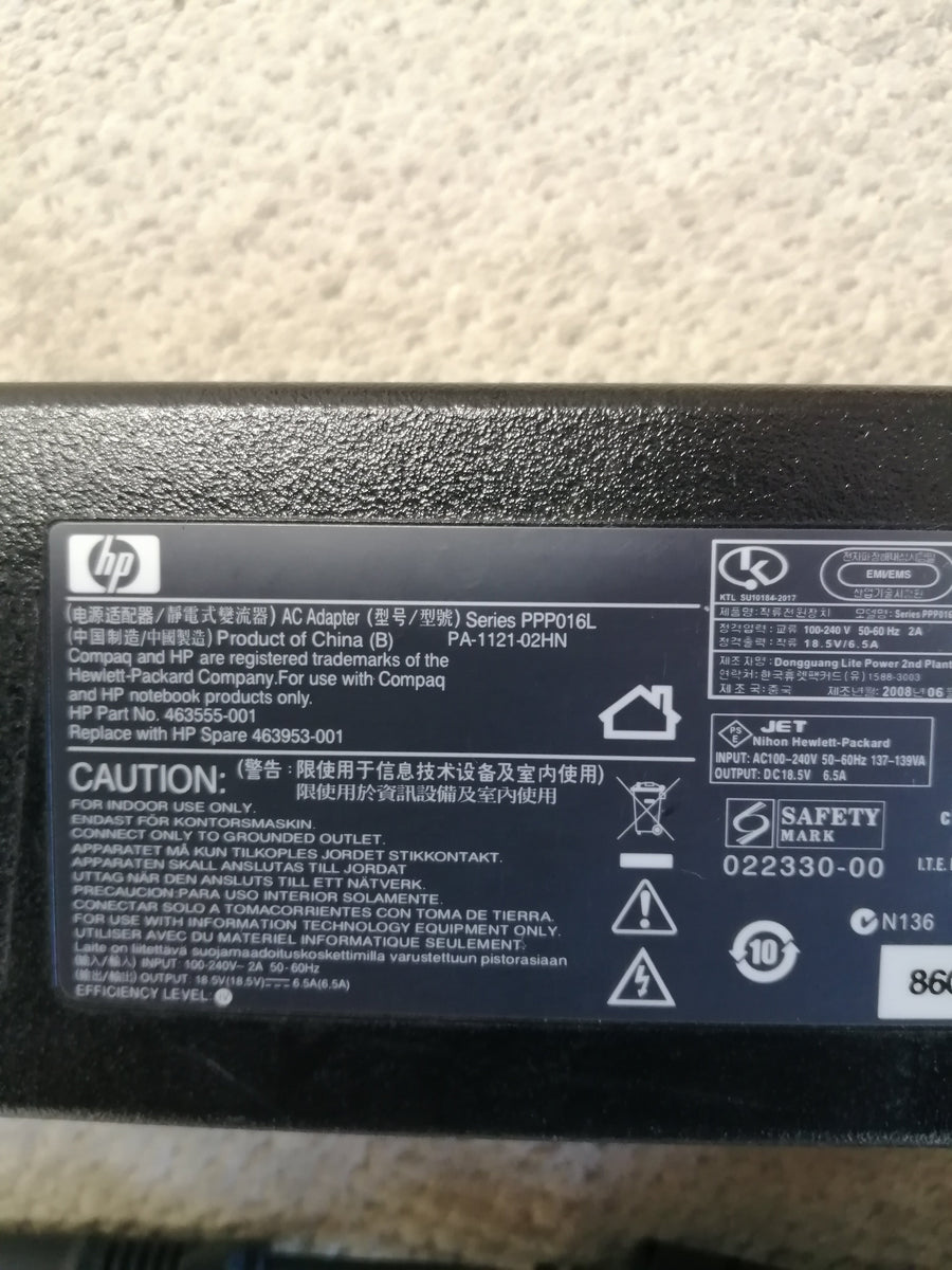 HP 120W DC18.5V 6.5A AC ADAPTER ( 463555-001 PA-1121-02HN 463953-001 ) USED
