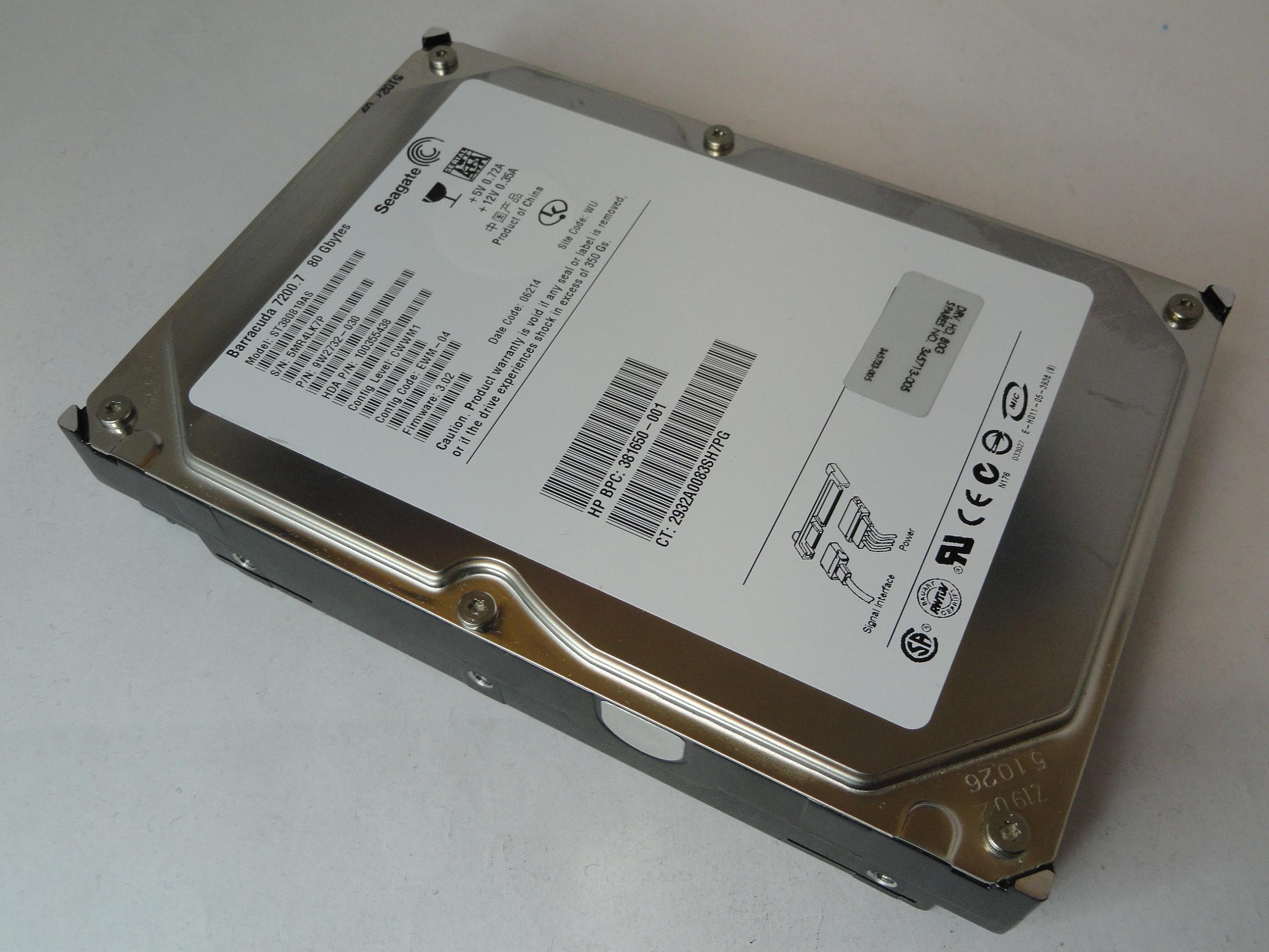 PR22532_9W2732-030_Seagate HP 80Gb SATA 7200rpm 3.5in HDD - Image3