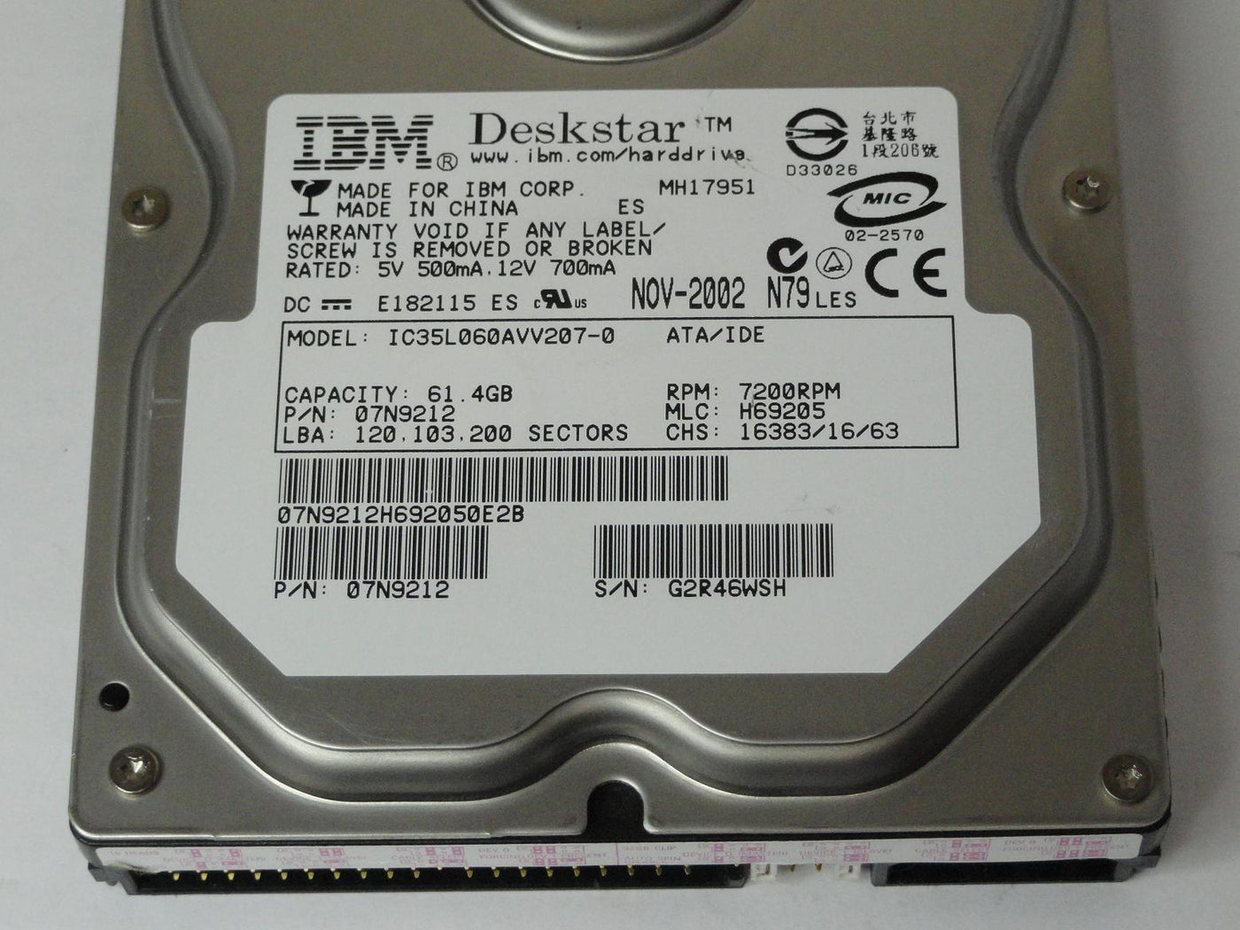 IBM 61.4GB IDE 7200rpm 3.5in HDD