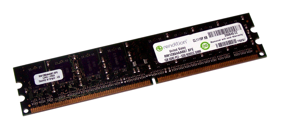 Rendition 1GB PC2-5300 DDR2 NonECC 240-Pin CL5 Desktop DIMM Memory ( RM12864AA667.8FE ) REF