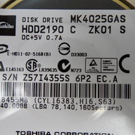 MC4322_HDD2190_Toshiba 40GB IDE 4200rpm 2.5in HDD - Image3