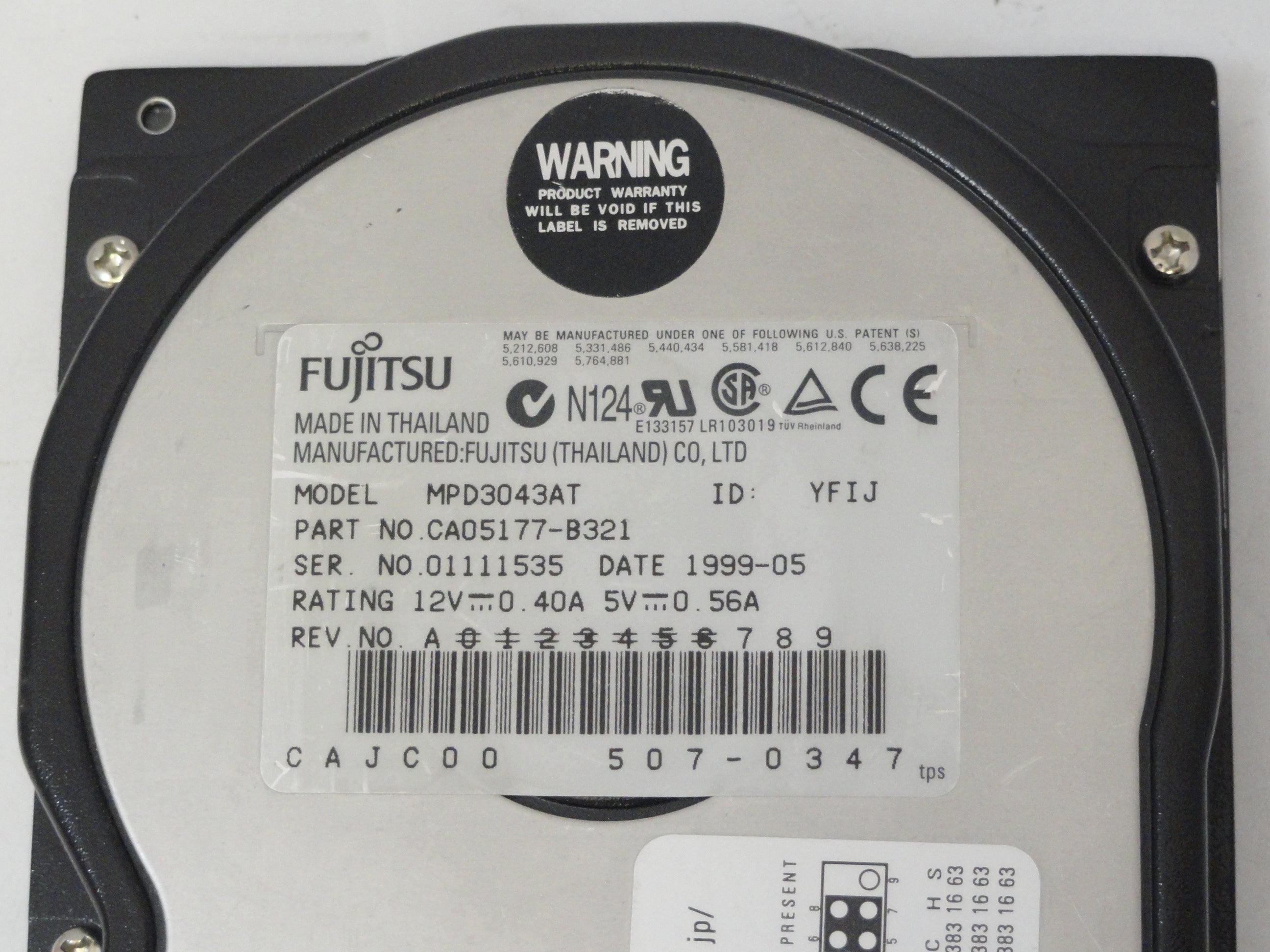 PR19591_CA05177-B93200EW_Fujitsu 4.3GB IDE 5400rpm 3.5in HDD - Image3