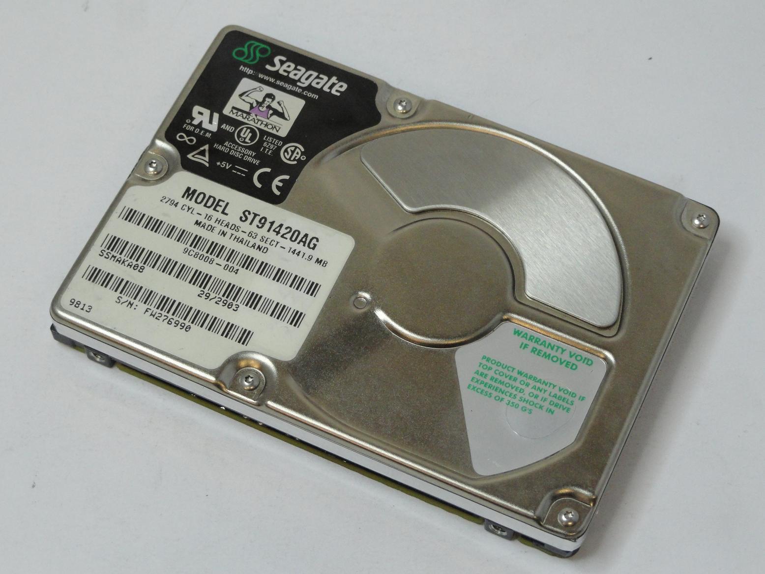 9C8008-004 - Seagate 1.4GB IDE 4500rpm 2.5in Marathon HDD - Refurbished