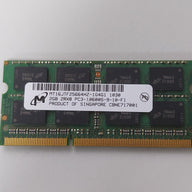 Micron Crucial 2GB PC3-10600 DDR3-1333MHz non-ECC Unbuffered CL9 204-Pin SoDimm ( MT16JTF25664HZ-1G4G1 CT25664BC1339A.16FG ) REF