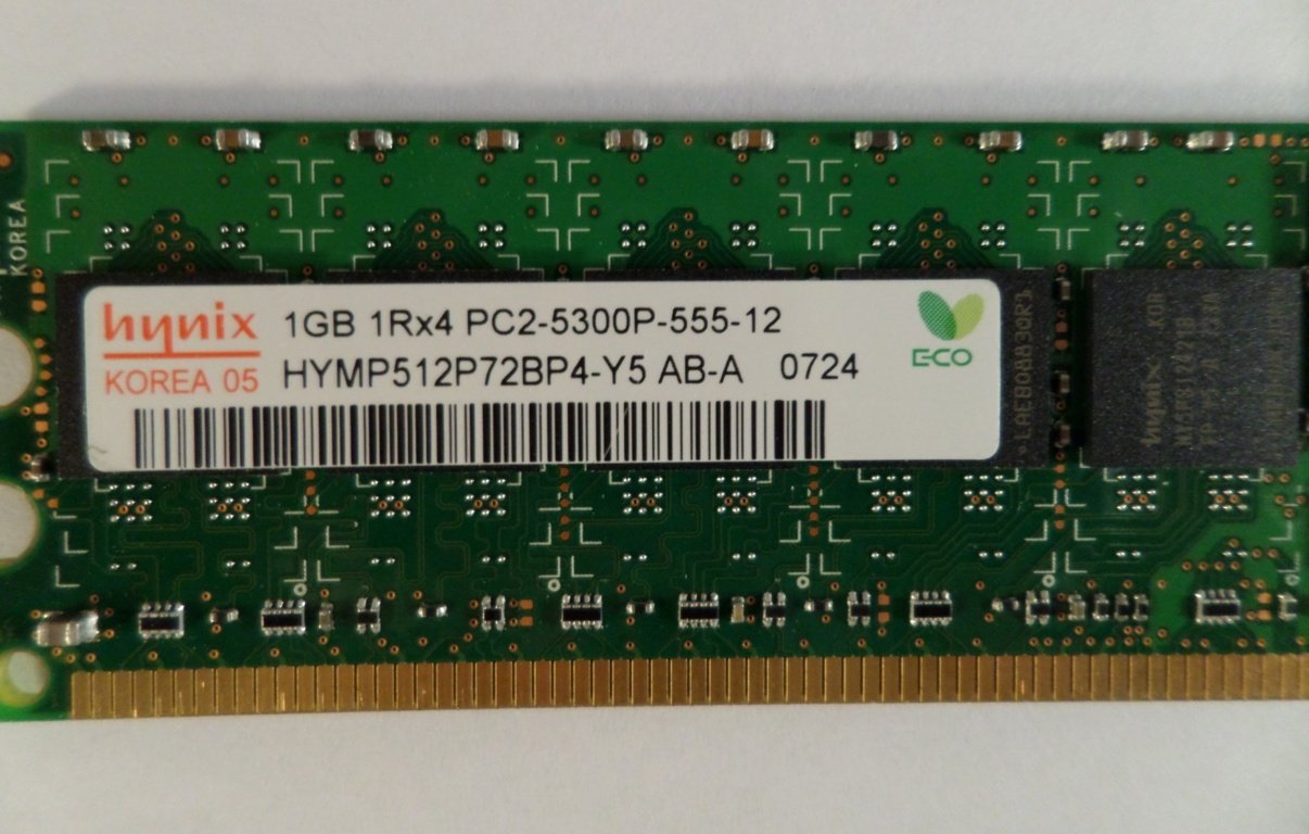 HYMP512P72BP4-Y4 - 1GB 240p PC2-5300 CL5 18c 128x4 DDR2-667 1Rx4 ECC Registered DIMM - Refurbished