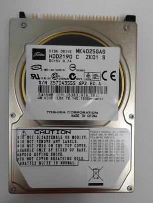 MC4322_HDD2190_Toshiba 40GB IDE 4200rpm 2.5in HDD - Image2