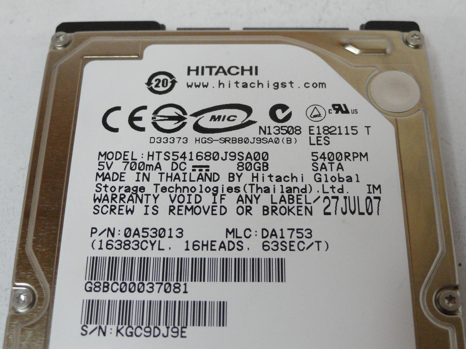 PR23983_0A53013_Hitachi 80GB SATA 5400rpm 2.5in HDD - Image3